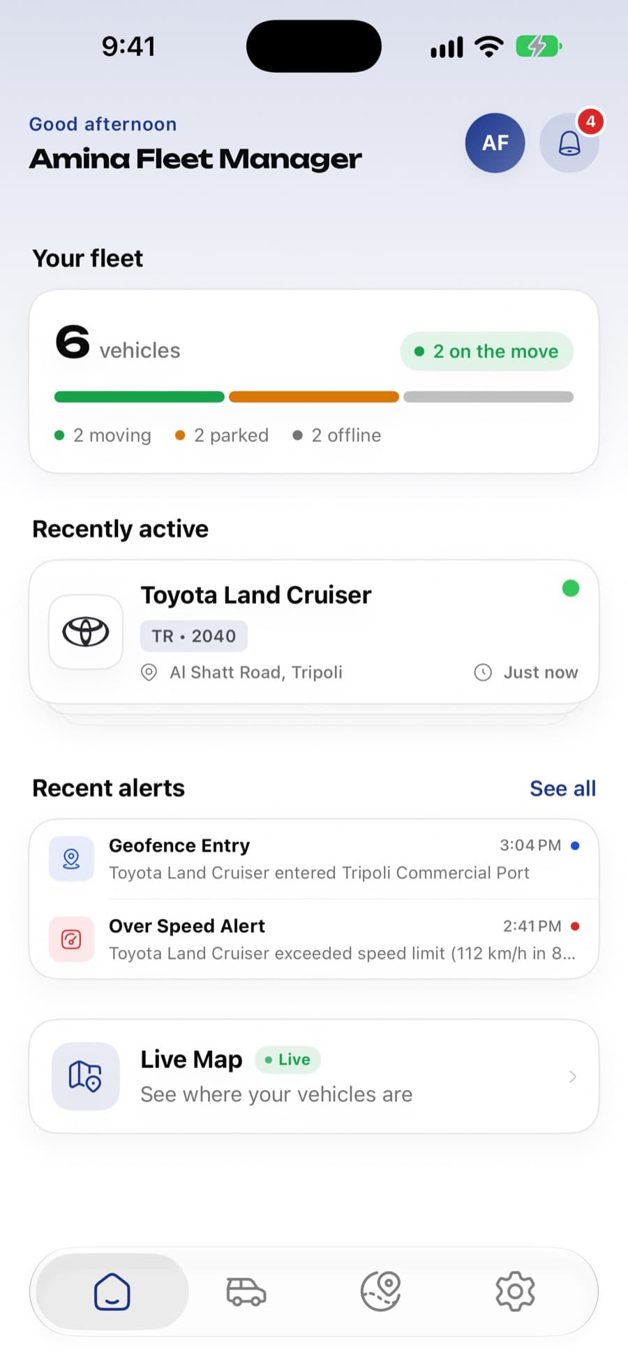 Centrax vehicle tracking and security interface